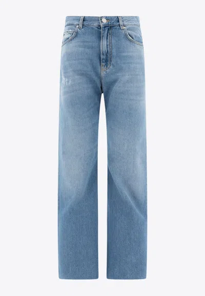 Pinko Washed Wide-leg Jeans In Blue