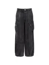 Pinko Washed-effect Cargo Pants In Black