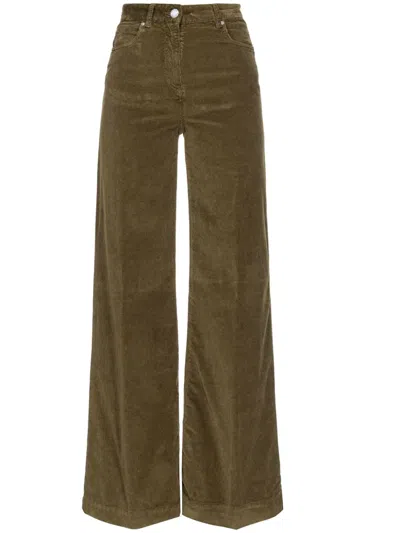 Pinko Wendy Cotton-blend Trousers In Green