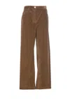 Pinko 'wendy' Brown Five-pocket Pants In Courduroy Woman In Brown