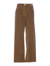 Pinko 'wendy' Brown Five-pocket Pants In Courduroy Woman In Marrón