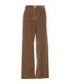 Pinko 'wendy' Brown Five-pocket Pants In Courduroy Woman In Green