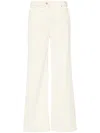 Pinko Denim Light Wash Wanda Flared Jeans With Golden-effect Butto In White