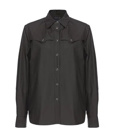 Pinko Western-stitched Cotton Shirt In Black