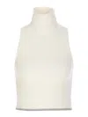 Pinko High Neck Sleeveless Crop Top In White