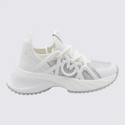 PINKO WHITE AND SILVER LEATHER ARIEL SNEAKERS