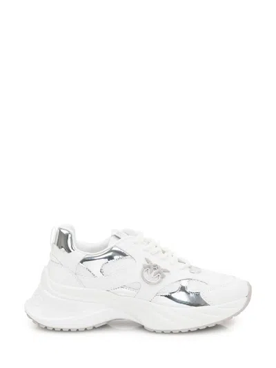 PINKO PINKO WHITE AND SILVER SNEAKERS