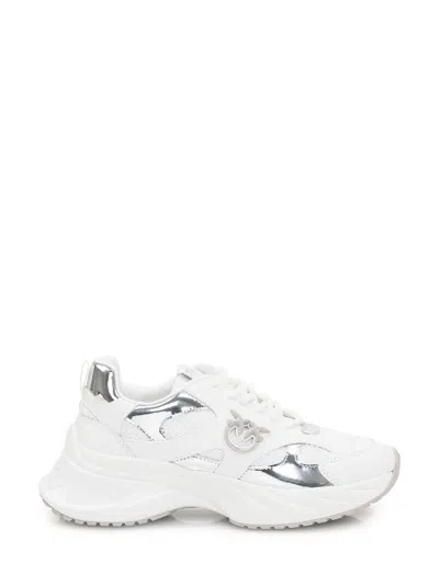 PINKO PINKO WHITE AND SILVER SNEAKERS