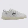 Pinko White Leather Sneakers With Metallic Accents In White