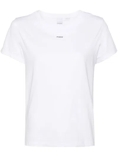 Pinko Logo-print Cotton T-shirt In White
