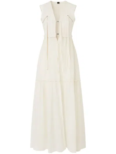 PINKO WHITE BUCKLED LONG DRESS