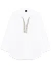 Pinko Button-up White Shirt With Intricate Embellishments In White