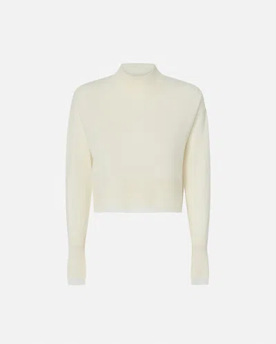 Pinko White Turtleneck Sweater Mixed With Cashmere In Blanc Immaculé