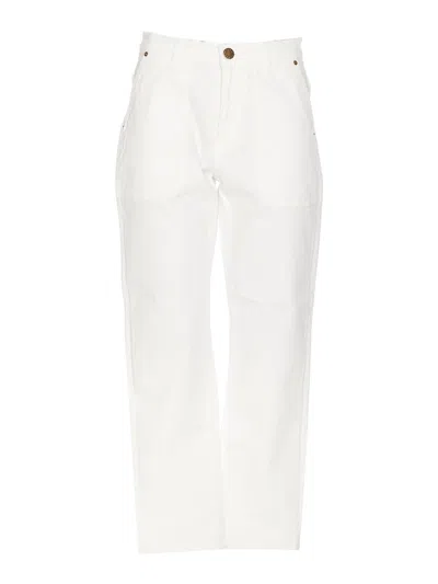 Pinko Cotton Bull Chino-style Jeans In White + White