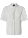 Pinko Multicolored Striped Short Sleeve Button-up Shirt In White