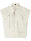 Pinko Cropped Collar Vest With Structured Shoulders In Neutral