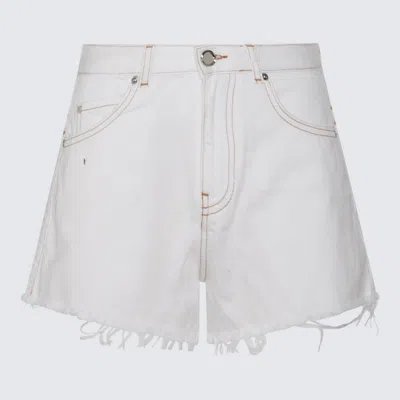 Pinko White Cotton Shorts In Bianco-biancaneve