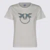 Pinko Quentin T-shirt With Love Birds Embroidery In White