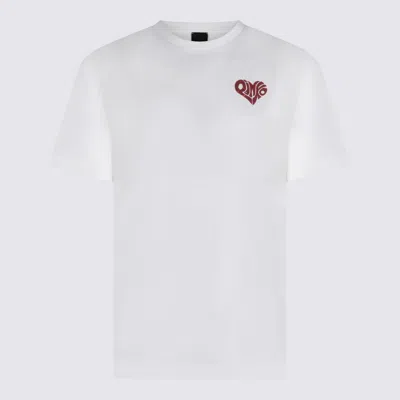 Pinko White Crewneck T-shirt With Logo Detail On The Front And Maxi Print On The Rear In Cotton Woman In Neutral