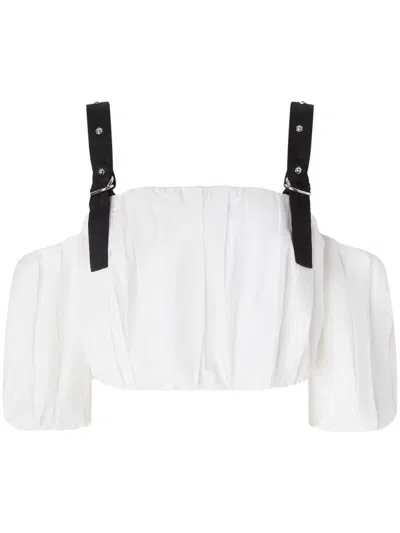 PINKO WHITE COTTON TOP WITH ADJUSTABLE SHOULDER STRAPS