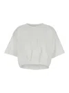 Pinko White Crop T-shirt With Logo On The Front And Gathers In Cotton Woman In White