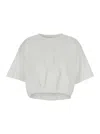 Pinko White Crop T-shirt With Logo On The Front And Gathers In Cotton Woman In White