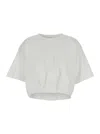 Pinko White Crop T-shirt With Logo On The Front And Gathers In Cotton Woman In White