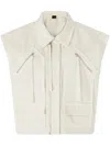 Pinko Gilet Sans Manches Workwear En Coton Avec Poches In White