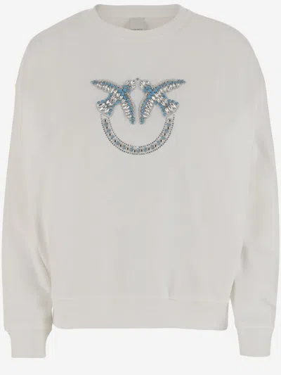 Pinko White Embroidered Sweatshirt