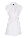 Pinko Waist Belted Buckle Mini Wrap Dress In White