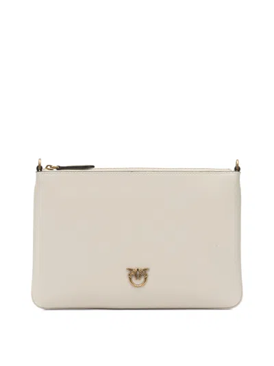 Pinko White Goat Hair Clutch In Neutral