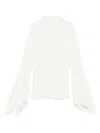 Pinko White High Neck Shirt With Flared Sleeves In White