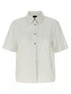Pinko Multicolored Striped Short Sleeve Button-up Shirt In White