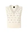 Pinko Fitted Sleeveless Top With Rhinestone Embellishments In Animal Print