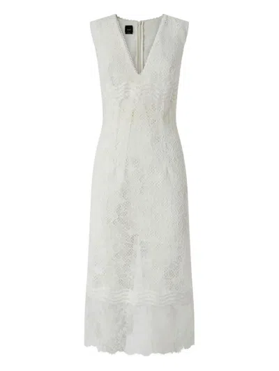 Pinko V Neck Sleeveless Lace Midi Dress In White