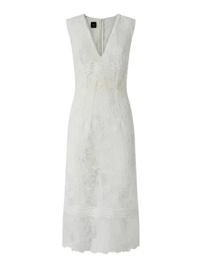 Pinko V Neck Sleeveless Lace Midi Dress In White