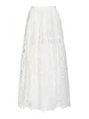 Pinko Flowing Maxi Skirt With Intricate Lace Detailing In White