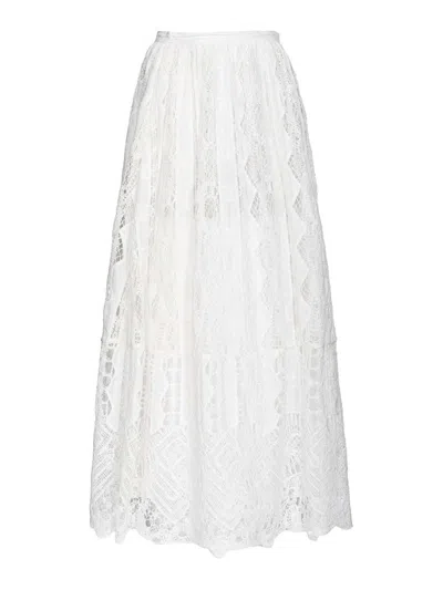 Pinko White  Lace Midi Skirt