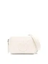 Pinko Sleek Rectangular White Leather Shoulder Bag With Embossed Logo In White