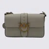 Pinko White Leather Medium Love Bag Slouchy In Green