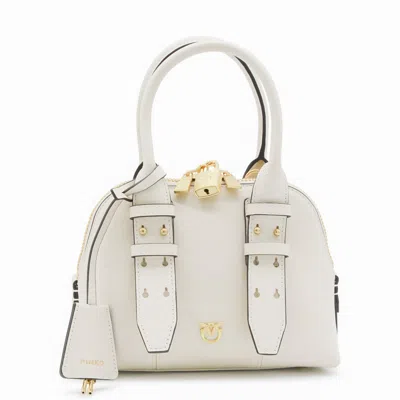 Pinko Leather Mini Escape Bag Bowling Bag In White