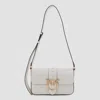 Pinko Beige Leather Mini Love Shoulder Bag In White