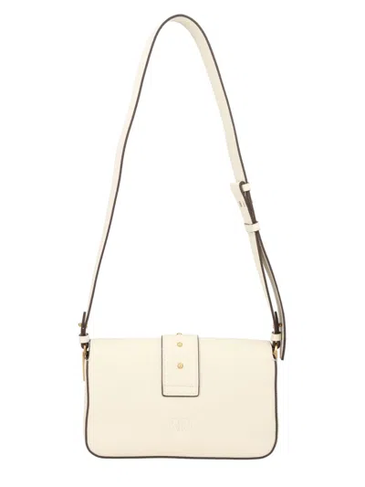 Pinko White Leather Shoulder Bag In Orange