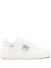 Pinko White Leather Sneakers With Metallic Accents In White