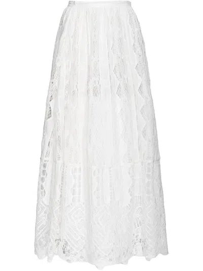 Pinko White 'leggero' Lace Midi Skirt