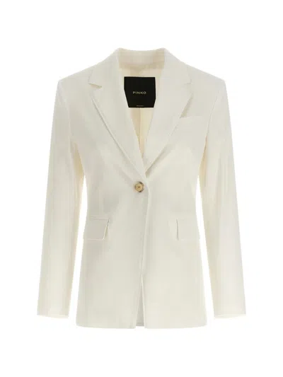 Pinko White Linen Viscose Elastane Jacket