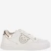 Pinko Logo-embroidered Leather Sneakers In White