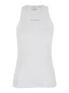 Pinko Ribbed Camisole Top With Logo In White
