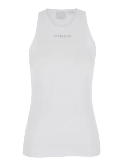 PINKO WHITE LOGO TANK TOP