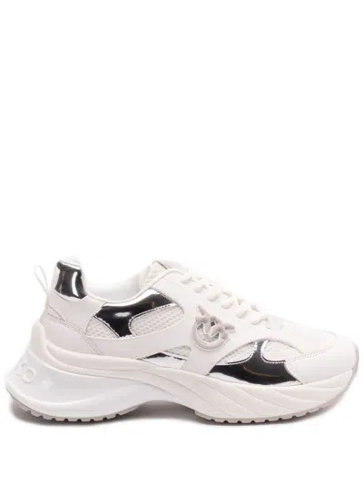 Pinko Ariel Low-top Running Sneakers In Bianco E Argento